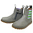 Lotta & Emil Chelsea Boot in Flieder und Grün aus Ölleder, kaltgefütterter Unisex-Kinderboot mit elastischem Einsatz, herausnehmbarer Innensohle und Profilsohle.