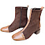 Hispanitas BHI265916 VARSOVIA Damen-Stiefelette in Espresso-Braun mit weichem Materialmix, cognacfarbenen Kontrastdetails, goldfarbener Schmuckschließe, seitlichem Reißverschluss und Blockabsatz – elegante braune Hispanitas Stiefelette bei kassedy.de.