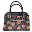 Laura Vita Aramis 05 Handtasche in Noir mit buntem floralem Blumenmuster, schwarzen Tragegriffen und zusätzlichem Schulterriemen.