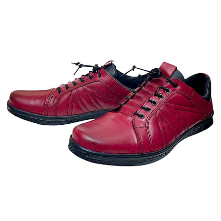 Kristofer 1414G Herren-Schnürschuh in Rot aus Leder mit schwarzen Details, elastischem Gummizugeinsatz und praktischem Slipper-Einstieg – bequemer Lederschuh mit normaler Passform bei kassedy.de. Kristofer 1414G Herren-Schnürschuh in Rot aus Leder mit schwarzen Details, elastischem Gummizugeinsatz und praktischem Slipper-Einstieg – bequemer Lederschuh mit normaler Passform bei kassedy.de.