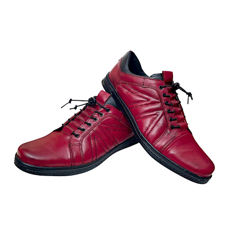 Kristofer 1414G Herren-Schnürschuh in Rot aus Leder mit schwarzen Details, elastischem Gummizugeinsatz und praktischem Slipper-Einstieg – bequemer Lederschuh mit normaler Passform bei kassedy.de. Kristofer 1414G Herren-Schnürschuh in Rot aus Leder mit schwarzen Details, elastischem Gummizugeinsatz und praktischem Slipper-Einstieg – bequemer Lederschuh mit normaler Passform bei kassedy.de.