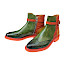 Melvin & Hamilton Selina 25 Artikel 135045 Damen-Stiefelette in Grün und Orange mit pflanzlich gegerbtem Leder, Brogue-Details, polierter Oberfläche und auffälliger orangefarbener Sohle – erhältlich bei kassedy.de und in Oldenburg.