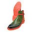Melvin & Hamilton Selina 25 Artikel 135045 Damen-Stiefelette in Grün und Orange mit pflanzlich gegerbtem Leder, Brogue-Details, polierter Oberfläche und auffälliger orangefarbener Sohle – erhältlich bei kassedy.de und in Oldenburg.
