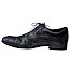 Kristofer 1412 Herren-Schnürschuh in Schwarz mit dunkler Camouflage-Optik in Grün, Petrol und Braun, schwarzen Lederdetails und eleganter Silhouette – außergewöhnlicher Herrenschuh bei kassedy.de.