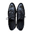 Kristofer 1412 Herren-Schnürschuh in Schwarz mit glänzendem Kroko- und Reptilmuster, schwarzen Lederdetails, klassischer Schnürung und eleganter Silhouette – außergewöhnlicher schwarzer Herrenschuh bei kassedy.de.