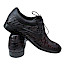 Kristofer 1412 Herren-Schnürschuh in Schwarz mit glänzendem Kroko- und Reptilmuster, schwarzen Lederdetails, klassischer Schnürung und eleganter Silhouette – außergewöhnlicher schwarzer Herrenschuh bei kassedy.de.