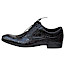 Kristofer 1412 Herren-Schnürschuh in Bordo und Schwarz mit glänzendem Kroko- und Reptilmuster, schwarzen Kontrastdetails und eleganter Silhouette – außergewöhnlicher Herrenschuh bei kassedy.de.